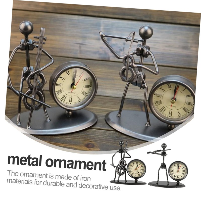 ABOOFAN 2pcs Iron Music Band Clock Shape Ornaments Retro Style