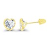 Solid 14K Yellow Gold 4mm Heart Shaped Cubic Zirconia Diamond