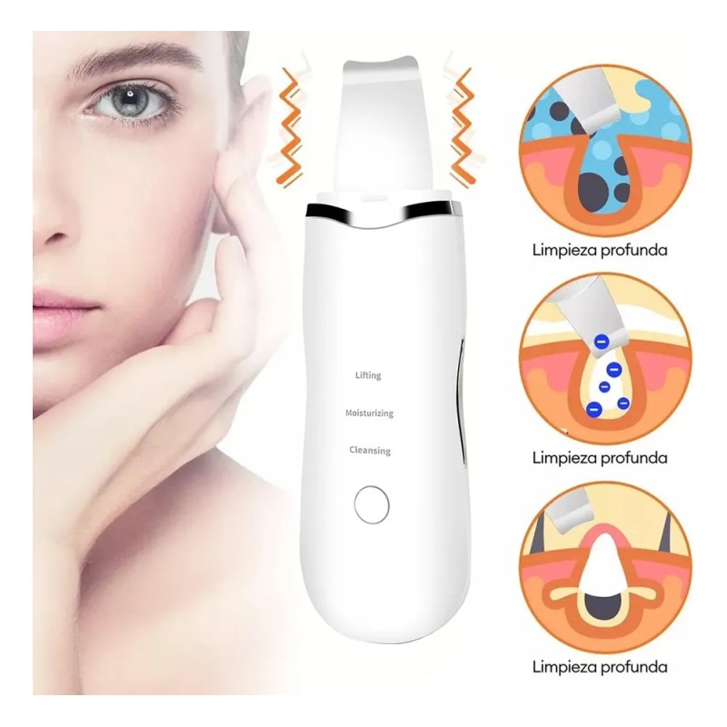Limpiador Facial Ultrasónico Exfoliante Espinillas Belleza Blanco