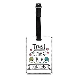 Gift Base Trust Me I'm A Cat Lady Visual Luggage Tag with Black Strap