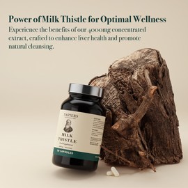 Napiers Napiers Milk Thistle 4000mg per Capsule - High Strength with Concentrated Silymarin 80% - Liver Cleanse & Detox - 90 Vegan Capsules (3 Months Supply)
