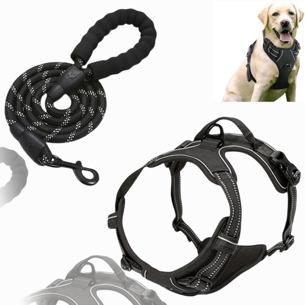 Dog Harness and Leash Set, Adjustable Pet harness No Pull