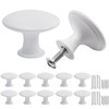 Misuyue Pack of 10 Furniture Knobs, White, 30 mm Round