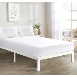 Fitted Bed Sheet With FREE MATCHING 2 X PILLOW CASES Poly Cotton Percale Easy Care Plain Dyed Bed Sheet White King