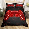Loussiesd Cool Bedding for Teenager Double Bedding Gamer Red Black