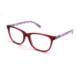 ColorViper basic cateye women reader spring hinge Reading Glasses 52m-17mm-140mm (geo pattern temples shiny red, 1.50)