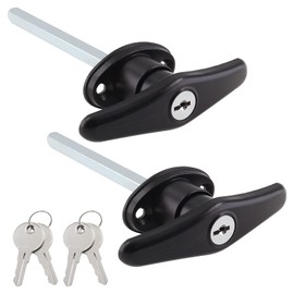 Qjaiune 2 Pack Truck Cap Locking T-Handles Black Camper Topper Lock, Keyed Alike Camper Shell Locks and Keys T-Handle Canopy Replacement Lock, T Handle Garage Lock Blind Mount Locking T-Handle