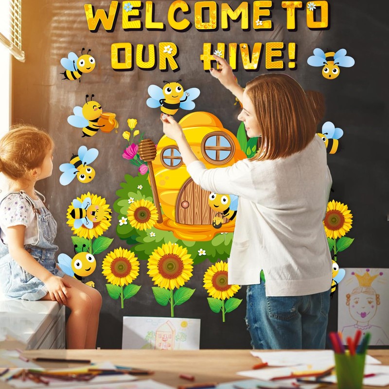 Spring Bulletin Board - Floral Butterfly Plant Cutouts Bee Themed