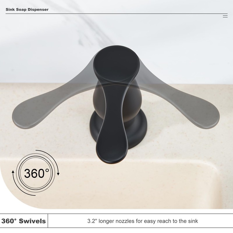 GAGALIFE Kitchen Sink Soap Dispenser Matte Black, Under Sink Soap