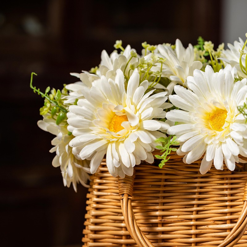 TOPIA Fake Flowers Artificial Daisies Flowers Bouquet Silk Daisies Bouquets