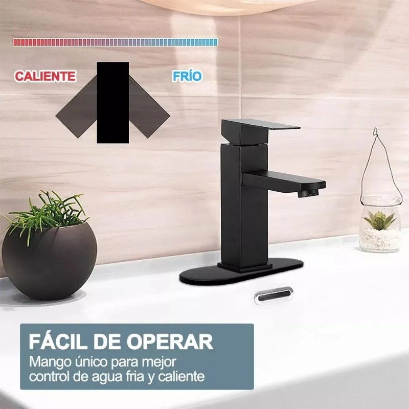 Grifería Banna Negro Monocomando Para Baño Acero Inoxidable Mate