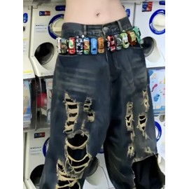 Xsoyad Steampunk Unusual Toy Car Belt Buckle - Unique Vintage Gear Design Jeans Belt for Men & Women - Adjustable Waist Strap for Punk, Gothic, Retro Fashion