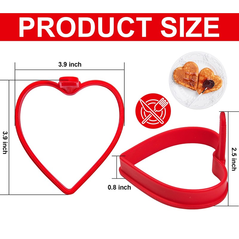 Heart Silicone Pancake Molds, 2 Pack Silicone Pancake Molds for