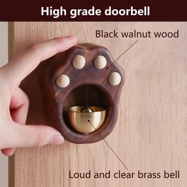 Shopkeepers Bell for Door Opening, Magnetic Attached Wooden Doorbell,Unique Home Ornaments and Office Hanging Decoration for Entrance (Black Walnut Large Size)
