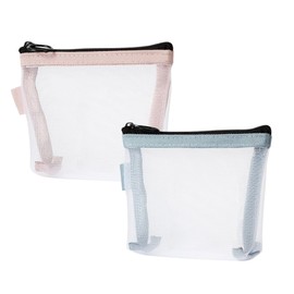 TAVBAGVSK 2PCS Mini Makeup Bag,Zipper Mesh Makeup Bags,Pocket Cosmetic Bag,Portable Small Make Up Bags for Women,Travel Cosmetic Bag Small Makeup Pouch,Mini storage bag for coin,lipstick,jewelry