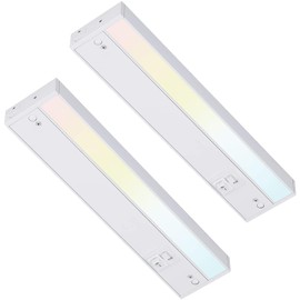 TORCHSTAR LED Under Cabinet Lighting 3CCT, 12 Inch 8W 540LM, Hardwired & Plug-in, 3 Color Selectable CRI90 120V ETL Listed Dimmable Under Counter Lights for Kitchen, White Aluminum Housing, 2 Pack