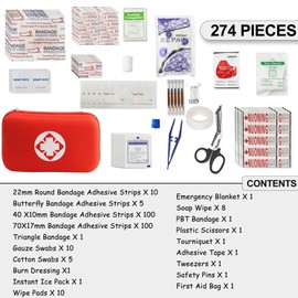 Car-First Aid-Kit Travel-Emergency Home-Essential - 274Pcs First Aid Kits Refill Supplies for Business First Aid Kit for College Dorm Student Boating Outdoor Adventure Emergency Necessities YIDERBO