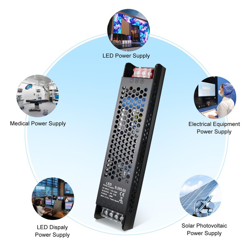 inShareplus DC 24V 12.5A 300W Switching Power Supply, AC 110~130V