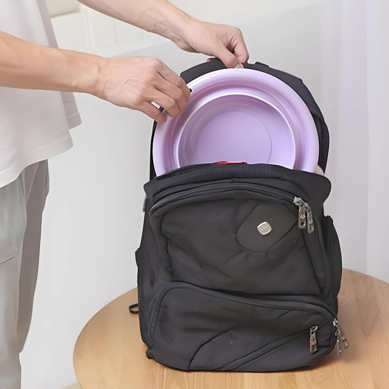 SIC Multi-purpose Folding Bowl, Portable Thermoplastic Rubber, Round Shape, Space-Saving,