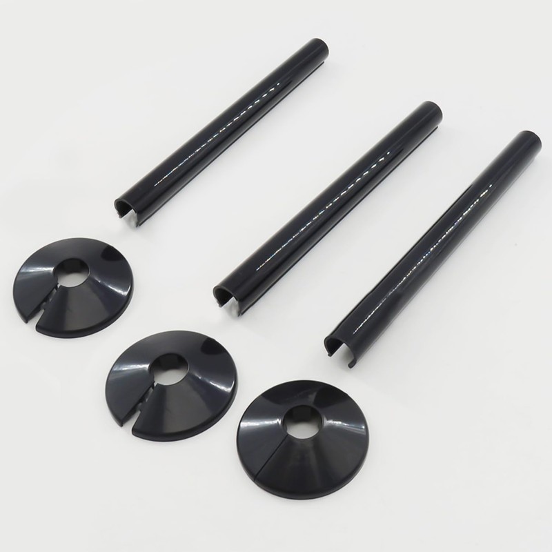 3 Pack Black Pipe Covers, 3 Pieces Pipe Collars, 200mm