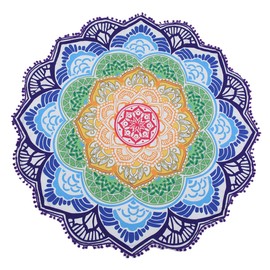 SHOWERORO Elegant Polyester Beach Blanket Tassels Round Yoga Mat Beach Towel Shawl Versatile for Outdoor Camping and Spa