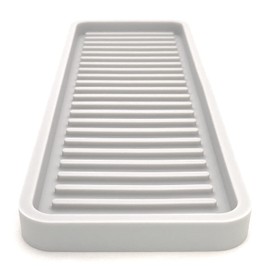 Happitasa Silicone Kitchen Sink Organizer Tray, Sponge Holder and Countertop Protector | Bathroom and Kitchen Soap Dish and Dispenser Tray (Light Grey, 12"x4")