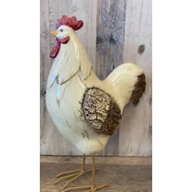 Generic Rooster/Hen Tabletop Statue Beige red, Polished Resin with Metal feet 13"" in heigth and 8"" in Width Great for Chicken Lovers and The Farmhouse Style Home, Medium