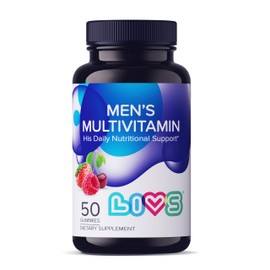 LIVS Men’s Multivitamins Gummies | Chewable Multivitamins for Men Health, Iron & Immune Support | Daily Vitamins with Zinc, Vitamin D3, B12, Biotin & More | Gluten Free & Vegan Gummy Vitamins – 50 Ct