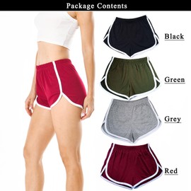 Cameway 4 Pack Women's Cotton Yoga Dance Short Pants Sport Shorts Summer Athletic Cycling Hiking Sports Shorts L Black