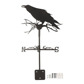 Iron Crow Weathervane Wind Vane for Garden Farmhouse Decor, Durable Metal Weather Vane Outdoor Decoration