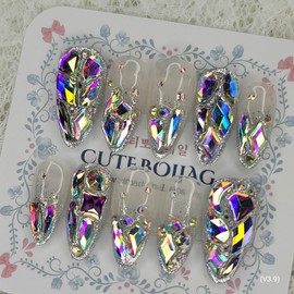 AB Full Stone Gra Handmade Nail Tip Pedi Tip - Paddy B / AB 풀스톤그라 수제네일팁페디팁 - 패디B