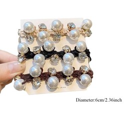 3Pcs Pearl Hair Ties Elastic Hair Scrunchies Ponytail Hair Styling Ties Crystals Pony Tail Hair Band Hair Ropes Hair Accessories for Women Girls