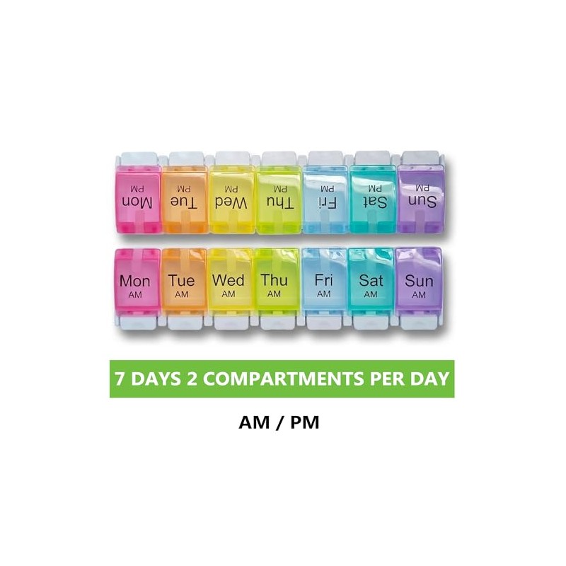 Weekly Pill Boxes 7 Day 2 Times a Day Monday