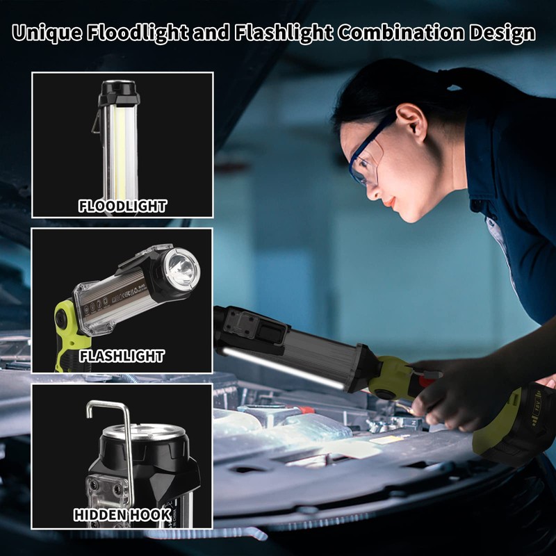 Taingwei 2000LM LED Work Light for Ryobi 18v Battery, 25W