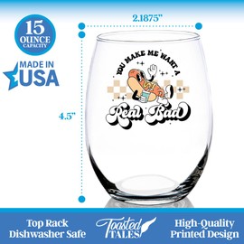 Toasted Tales- Hot Dog Stemless Wine Glass 15 oz. Made in the USA