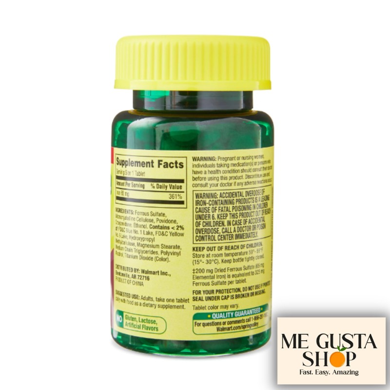 Spring Valley Iron Tablets Dietary Supplement 65 mg, 200 Count