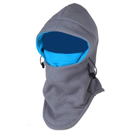 Purjoy Multipurpose Use 6 in 1 Thermal Warm Fleece Balaclava Hood Police Swat Ski Bike Wind Stopper Full Face Mask Hats Neck Warmer Outdoor Winter Sports Snowboarding Cap(Grey+Blue)