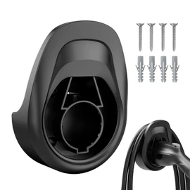 AIMILER EV Charging Cable Holder with Charging Head Bracket Compatible with j1772 Car Accessories Wall Connector, Works for j1772 Car Charger's Head Holder Bracket, Black