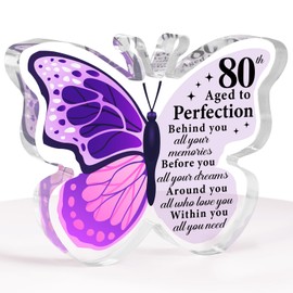 80th Birthday Gifts for Women, 1944 80th Birthday Gifts for Her-Acrylic Butterfly Plaque Happy Birthday Gifts, Wonderful 80th Birthday Present for Mum Wife Sister Best Friend