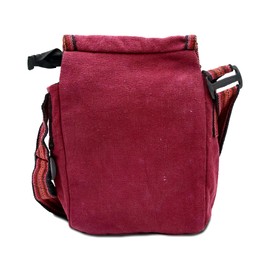 Fwosi Handmade Nepalese Crossbody Bag, Cotton Fabric, Traditional Ethnic Pattern, Burgundy