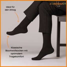 12 Pairs Men's Black Business Socks Cotton Men's Socks, 12x Black