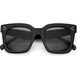 zeroUV - Oversized Fashion Retro Square Sunglasses for Women Vintage Style 50mm (Black/Smoke)