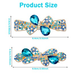 2PCS Sky Blue Flower Jewelry Design Hairpin,Rhinestone Flower Hair Clips Hair Barrette for Women and Girls French Style Hair clips Hair Accessories