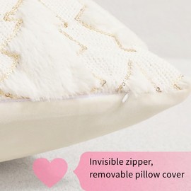 Psythuor Christmas Pillow Covers 18x18, Set of 2 Red Christmas Tree Soft Fluffy Plush Sequin Winter Decorative Pillow Cover, Farmhouse Home Decor for Couch Bed Sofa Living Room