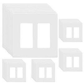 ENERLITES Screwless Decorator Wall Plates Child Safe Outlet Covers, Size 2-Gang 4.68" H x 4.73” L, Unbreakable Polycarbonate Thermoplastic, SI8832-W-10PCS, Glossy, White (10 Pack)