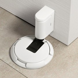 Magnetic Door Stopper, 2024 New Punch-Free Adjustable Silent Magnetic Door Stop, Heavy Duty Mechanical Floor Door Stopper with Adhesive for Home Bedroom Office Door (White)