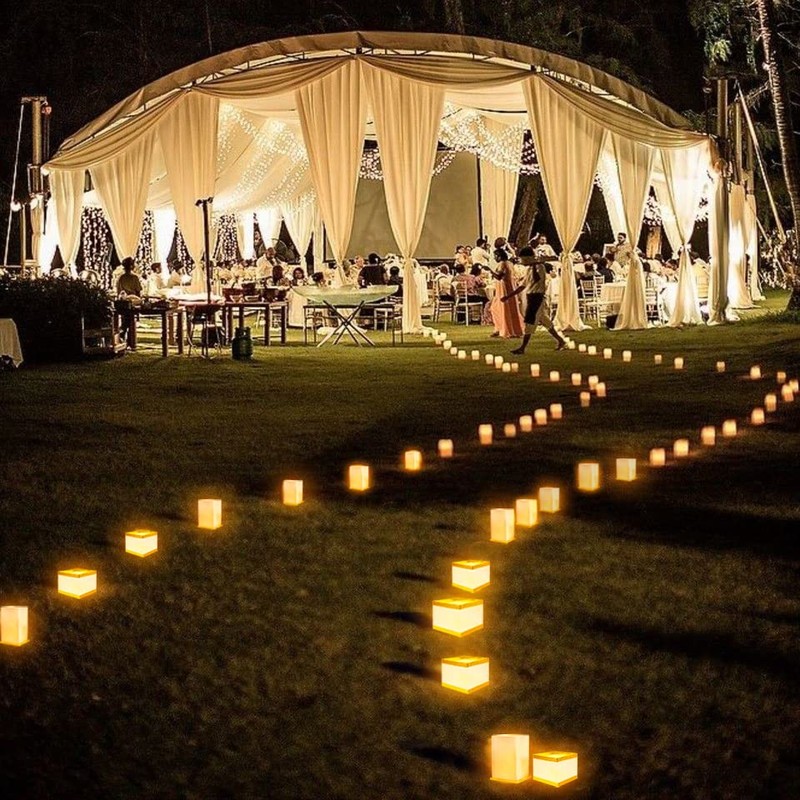 FUELYE 12Pack Floating Square Lanterns with LED Flameless Candles,Outdoor Lanterns