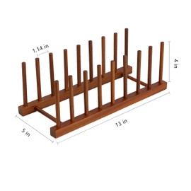 HBlife Teak Dish Plate Bowl Cup Book Pot Lid Cutting Board Drying Rack Stand Drainer Storage Holder Organizer Kitchen Cabinet（Keep Dry）