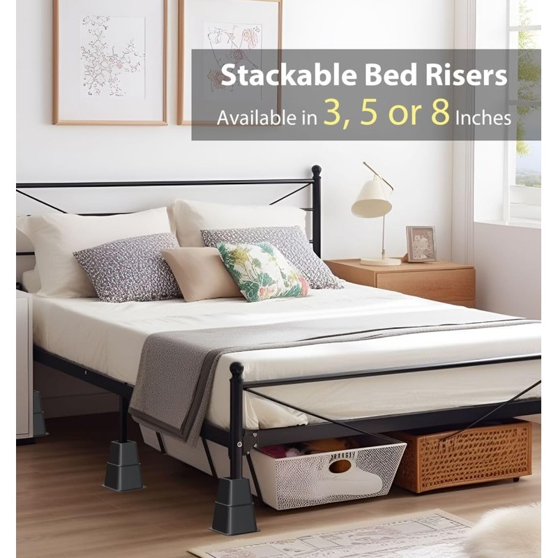 TomGear Bed Risers 8 inch, Heavy Duty Bed Lifts in