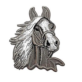 Animal Gray Head Horse Riding Farm Nature Wildlife Cartoon Children Kid Patch Clothes Bag T-Shirt Jeans Biker Badge Applique Iron on/Sew On Patch